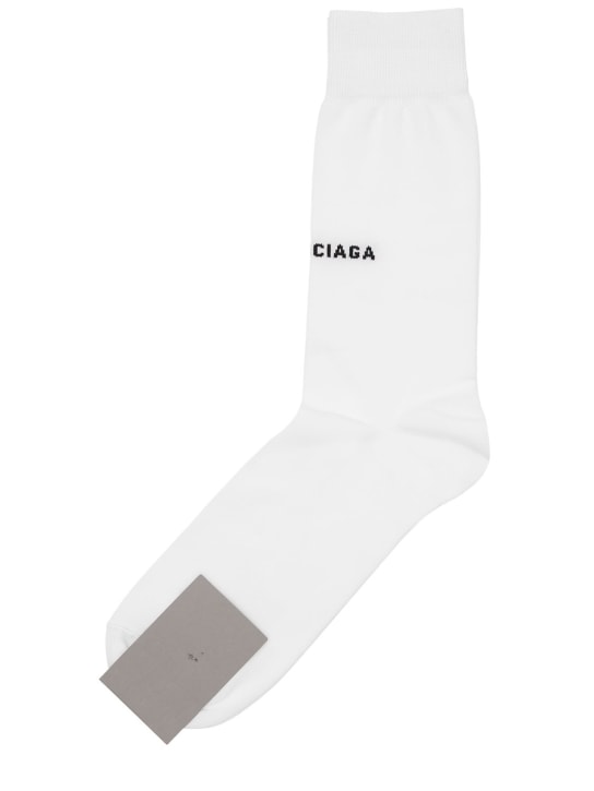 Balenciaga: コットンブレンドソックス - ホワイト/ブラック - women_2 | Luisa Via Roma