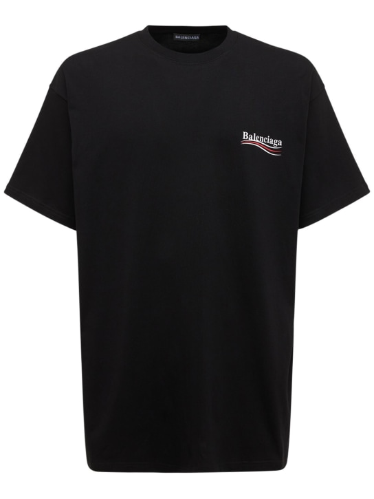 Balenciaga: Political Logo Tシャツ - ブラック - men_0 | Luisa Via Roma