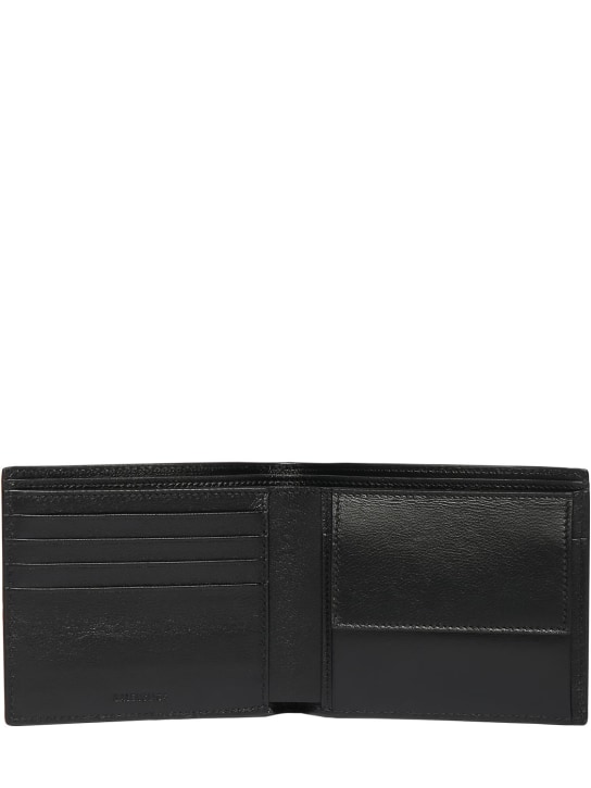 Balenciaga: Logo perforated leather wallet - Siyah - men_1 | Luisa Via Roma