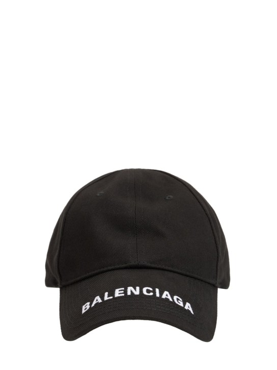 Balenciaga: logo embroidery baseball cap - Black - women_0 | Luisa Via Roma