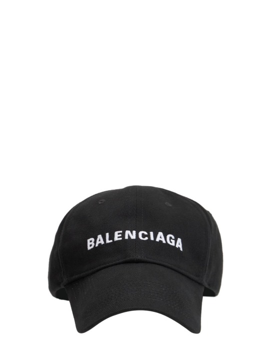 Balenciaga: Logo刺绣棒球帽 - 黑色/白色 - men_0 | Luisa Via Roma