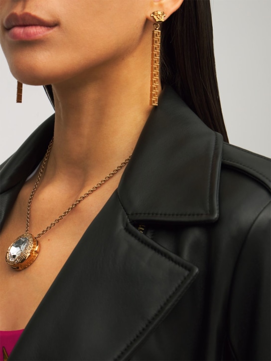 Versace: Greek motif & medusa pendant earrings - Altın Rengi - women_1 | Luisa Via Roma