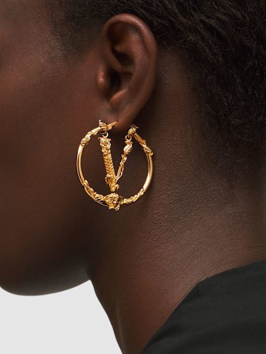 Versace: Signature V hoop earrings - women_1 | Luisa Via Roma