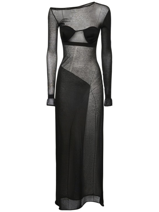 Nensi Dojaka: LIGHT KNIT LONG DRESS - Black - women_0 | Luisa Via Roma