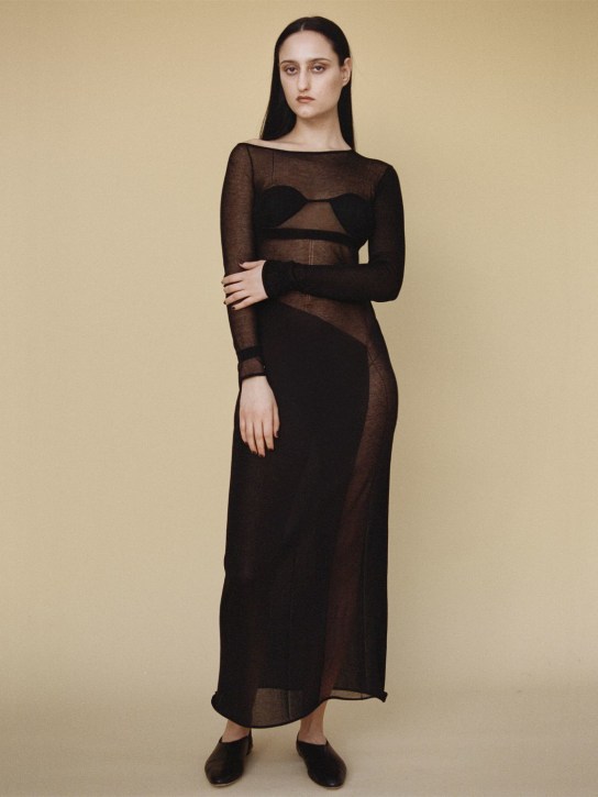 Nensi Dojaka: LIGHT KNIT LONG DRESS - Black - women_1 | Luisa Via Roma