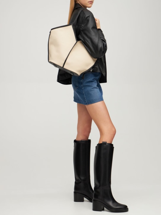 Hereu: Calella canvas & leather tote bag - Beige/Black - women_1 | Luisa Via Roma