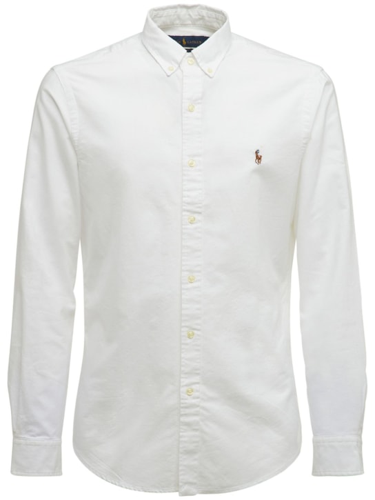 Polo Ralph Lauren: Sponged cotton classic Oxford shirt - White - men_0 | Luisa Via Roma
