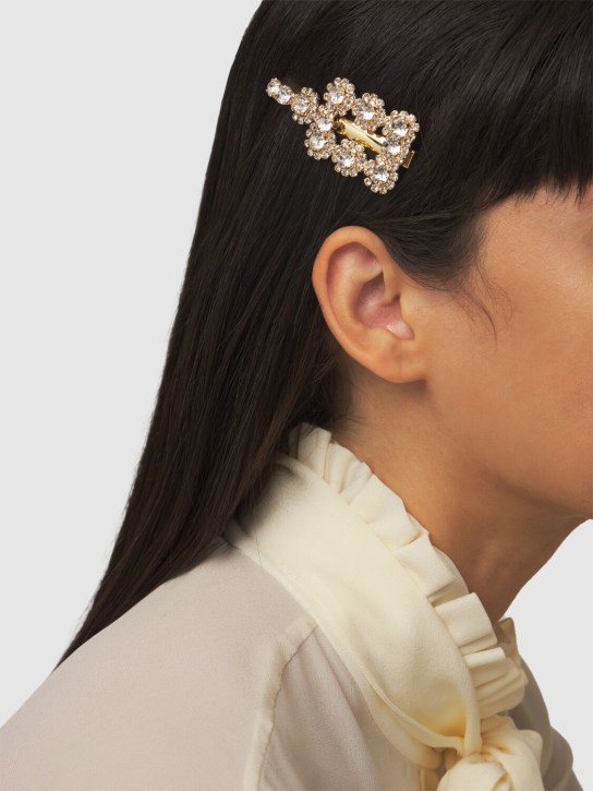 Roger Vivier: Flower hair clip w/ crystal details - Gold - women_1 | Luisa Via Roma
