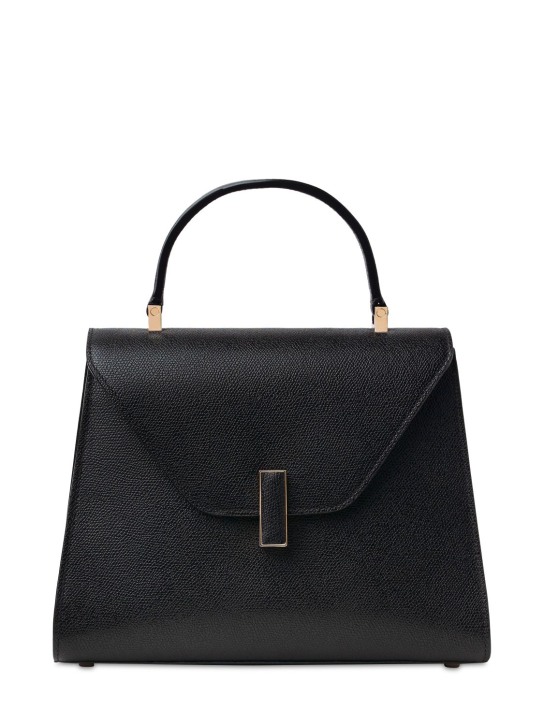 Valextra: Medium Iside soft grained leather bag - Siyah - women_0 | Luisa Via Roma