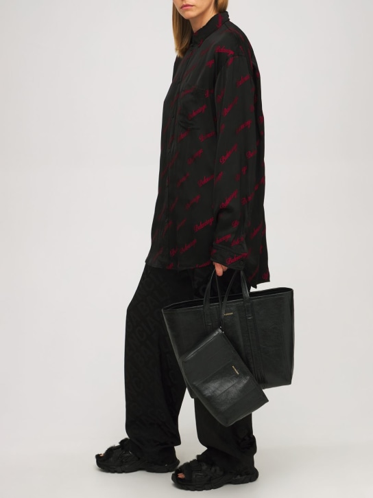 Balenciaga: Medium Barbes leather tote bag - women_1 | Luisa Via Roma