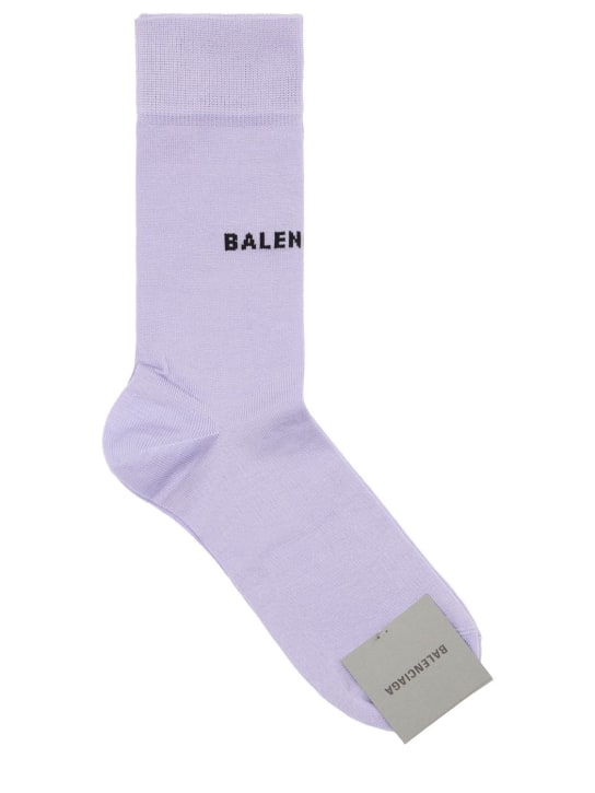 Balenciaga: Logo提花棉质袜子 - 丁香紫 - women_1 | Luisa Via Roma