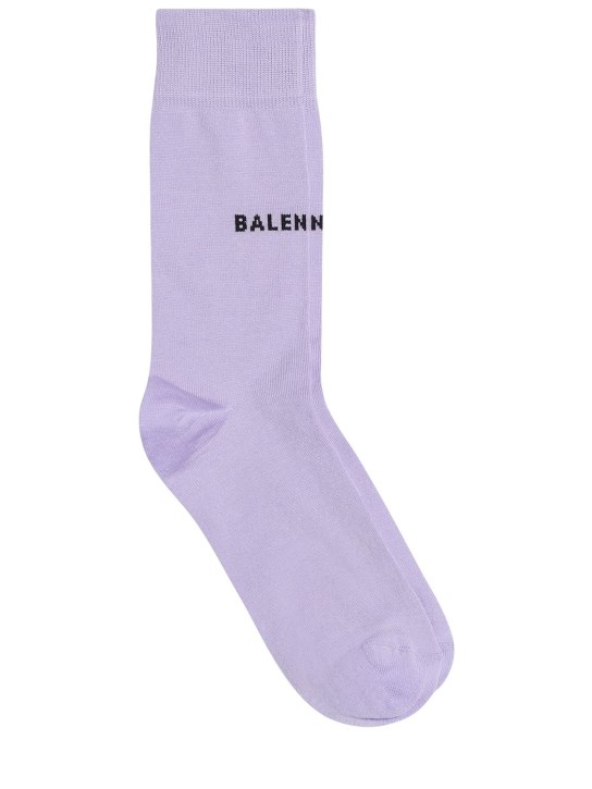 Balenciaga: Cotton jacquard logo socks - women_0 | Luisa Via Roma