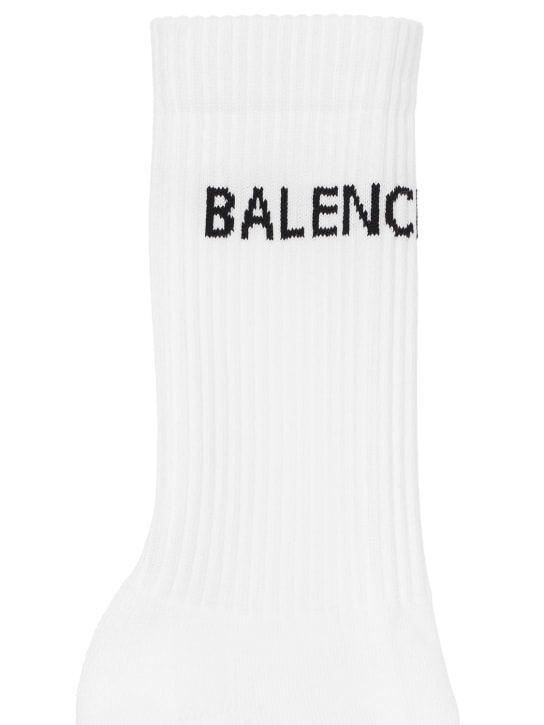 Balenciaga: Logo印花网球袜 - 白色 - women_1 | Luisa Via Roma