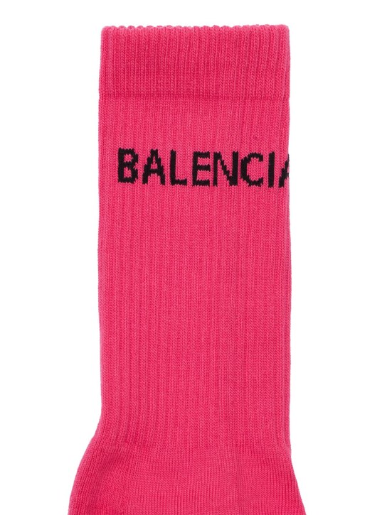 Balenciaga: Logo提花混棉袜子 - 粉色 - women_1 | Luisa Via Roma