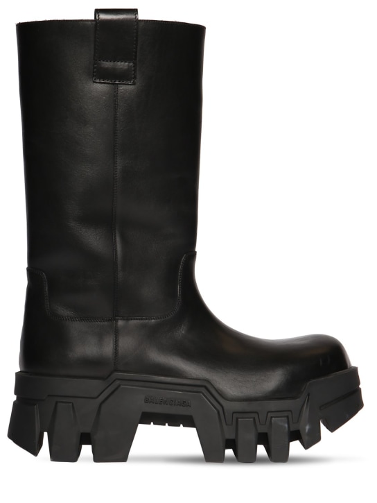 Balenciaga: 80mm Bulldozer leather combat boots - Black - women_0 | Luisa Via Roma