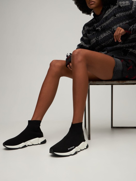 Balenciaga: 30mm Speed knit sock sneakers - Siyah - women_1 | Luisa Via Roma