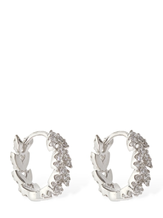 Apm Monaco: Festival small crystal hoop earrings - Silver - women_0 | Luisa Via Roma