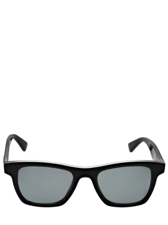 Bottega Veneta: Squared acetate sunglasses - Siyah/Gri - men_0 | Luisa Via Roma