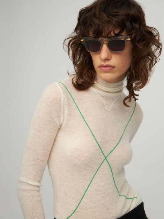 Bottega Veneta: Squared acetate sunglasses - Beige/Grey - women_1 | Luisa Via Roma
