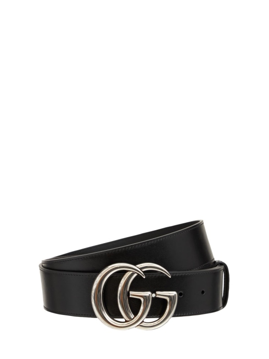 Gucci: 4厘米GG Marmont皮革腰带 - 黑色 - men_0 | Luisa Via Roma