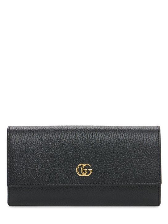 Gucci: GG Marmont皮革长钱包 - 黑色 - women_0 | Luisa Via Roma