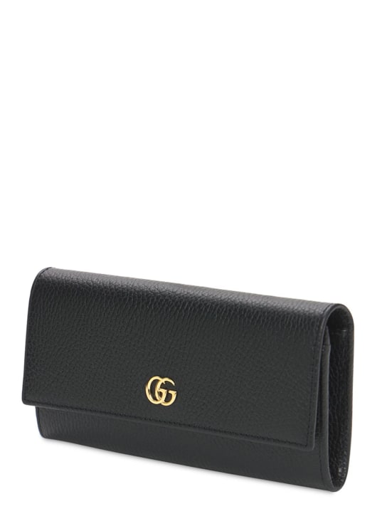 Gucci: GG Marmont皮革长钱包 - 黑色 - women_1 | Luisa Via Roma