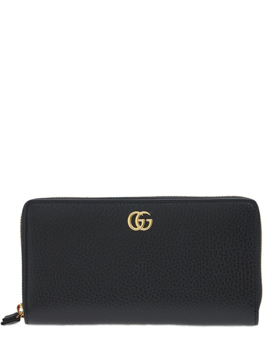 Gucci: Leather zip around wallet - Black - women_0 | Luisa Via Roma