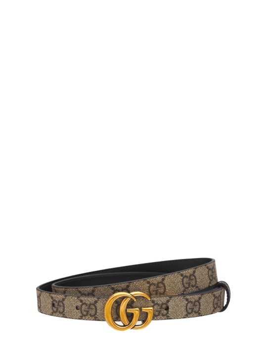 Gucci: Cintura reversibile GG Marmont in pelle - Ebony/Black - women_0 | Luisa Via Roma