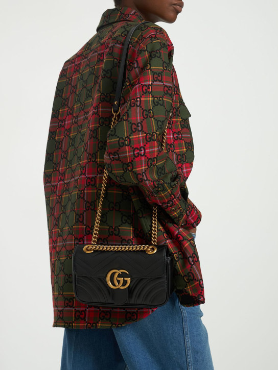 Gucci: Mini GG Marmont leather shoulder bag - Black - women_1 | Luisa Via Roma