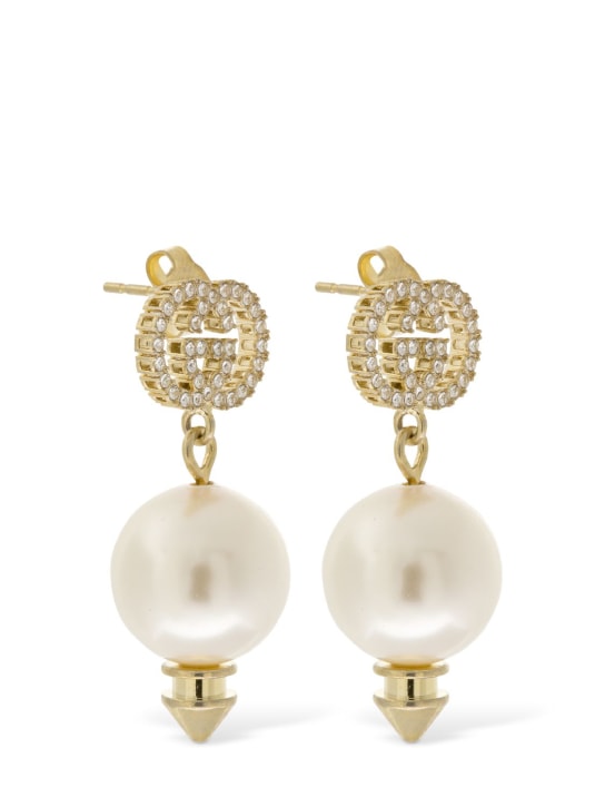Gucci: GG imitation pearl pendant earrings - women_1 | Luisa Via Roma