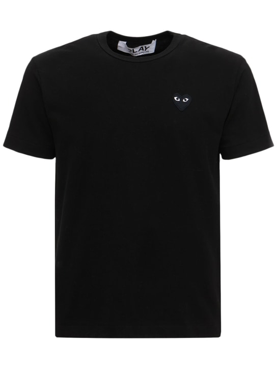 Comme des Garçons Play: 블랙 하트 패치 코튼 티셔츠 - 블랙 - men_0 | Luisa Via Roma