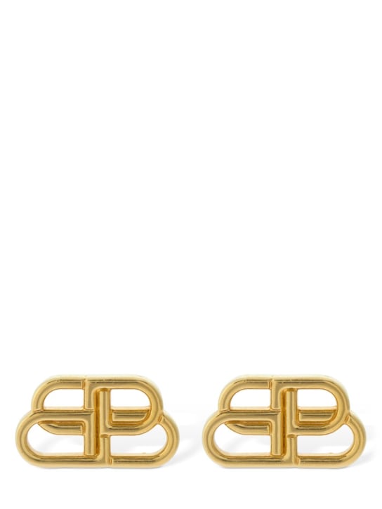 Balenciaga: Clous d'oreilles mini à logo BB - Or - men_0 | Luisa Via Roma