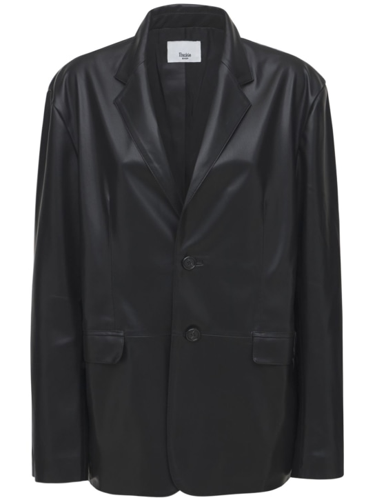 The Frankie Shop: Olympia faux leather blazer - Black - women_0 | Luisa Via Roma