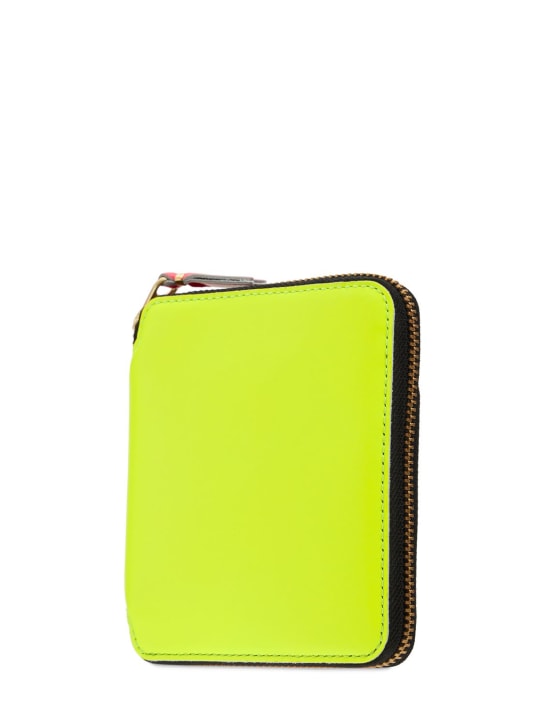 Comme des Garçons Wallet: Super Fluo leather wallet - Yellow - men_1 | Luisa Via Roma