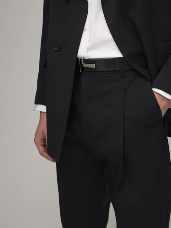 Tom Ford: 4cm Double T leather belt - Black - men_1 | Luisa Via Roma