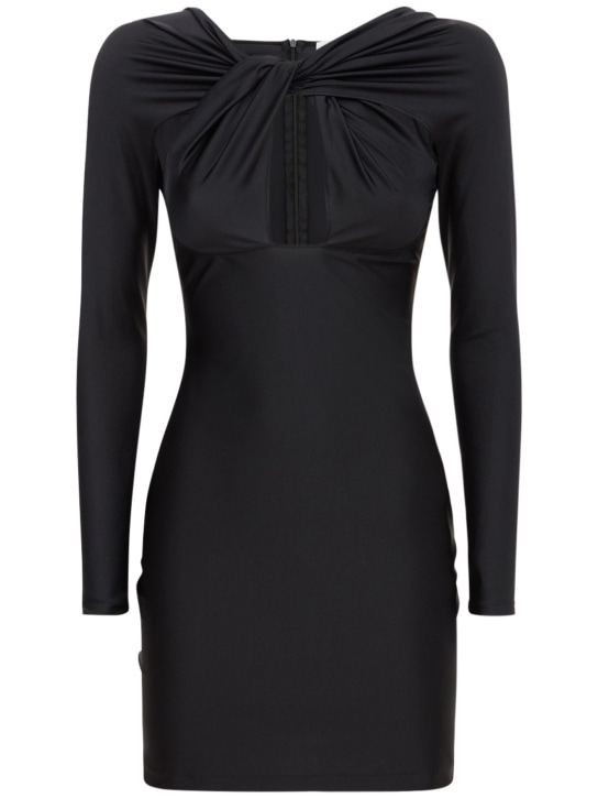Coperni: Twisted cutout jersey mini dress - Black - women_0 | Luisa Via Roma