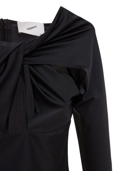 Coperni: Twisted cutout jersey mini dress - Black - women_4 | Luisa Via Roma