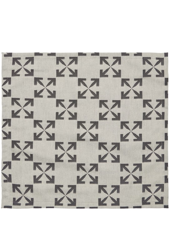 Off-White: Arrow napkin set - Beyaz/Siyah - ecraft_0 | Luisa Via Roma
