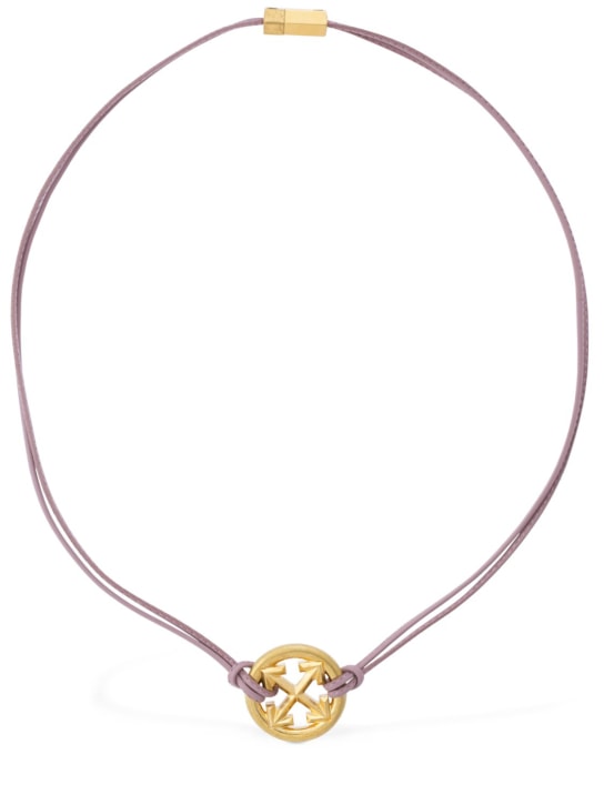 Off-White: Arrow leather necklace - Lilac/Gold - women_0 | Luisa Via Roma