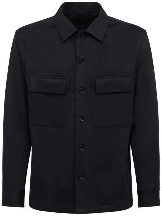 Zegna: Pure cashmere overshirt - Siyah - men_0 | Luisa Via Roma