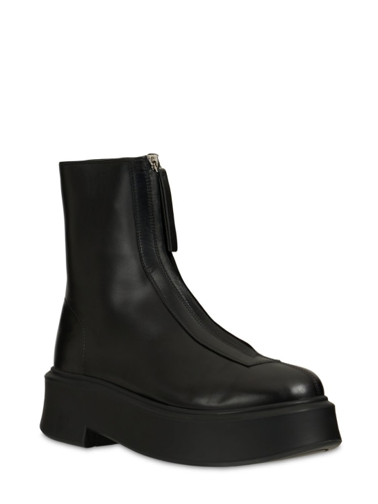 The Row: 50mm Zipped leather ankle boots - Black - women_1 | Luisa Via Roma