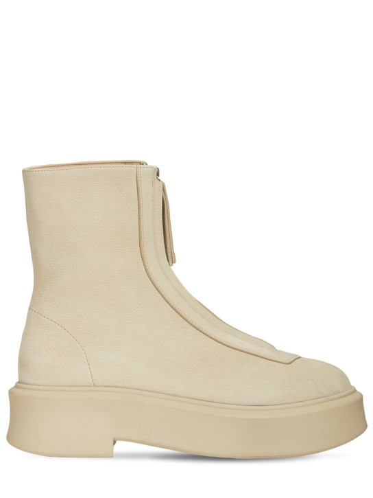 The Row: 50mm Zipped leather ankle boots - Bej - women_0 | Luisa Via Roma