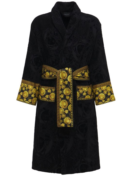 Versace: Medusa cotton bathrobe - Nero/Oro - men_0 | Luisa Via Roma