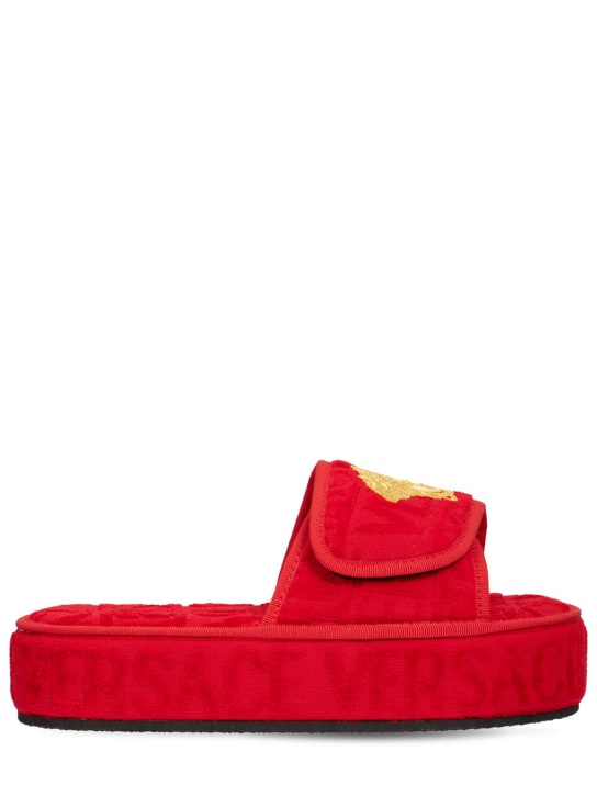 Versace: Pantuflas de algodón - Rosso - men_0 | Luisa Via Roma