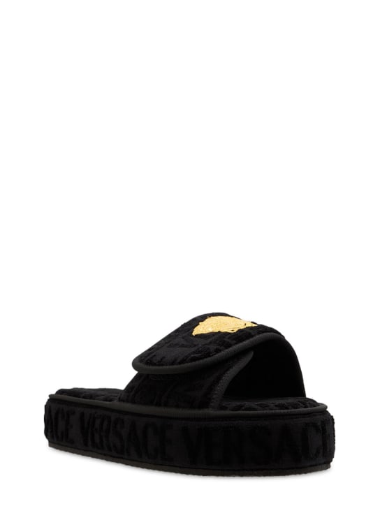 Versace: Medusa cotton slippers - Black - women_1 | Luisa Via Roma