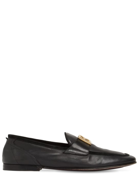 Dolce&Gabbana: DG leather loafers - Black - men_0 | Luisa Via Roma