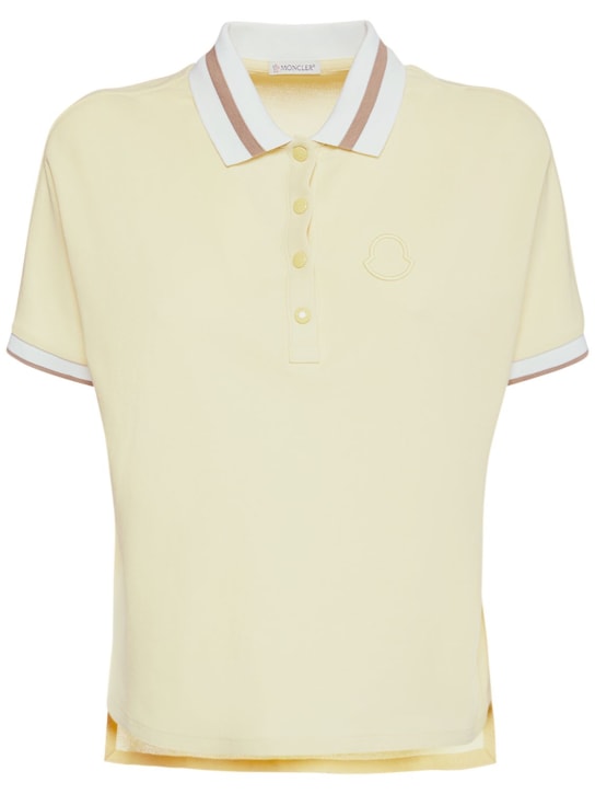 Moncler: Polo cotton jersey logo top - Yellow - women_0 | Luisa Via Roma