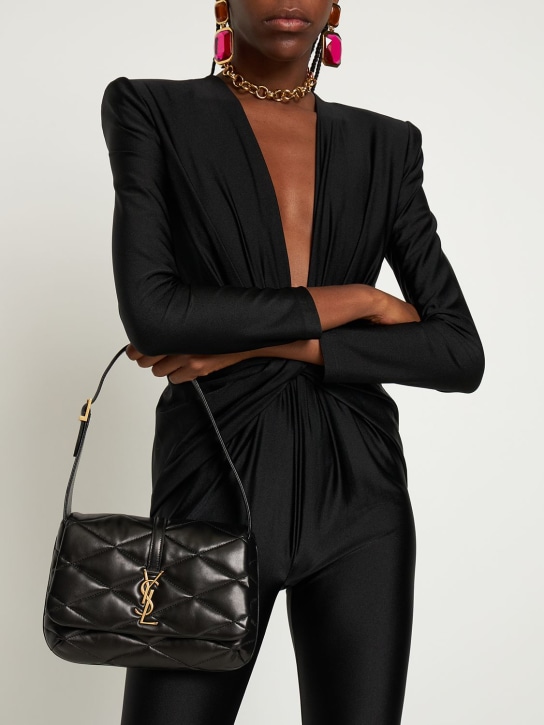 Saint Laurent: Le 57 leather matelassé hobo bag - Black - women_1 | Luisa Via Roma