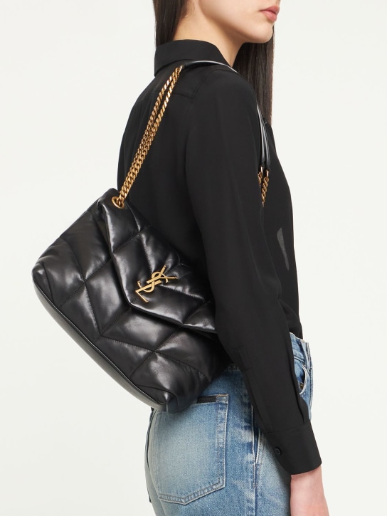 Saint Laurent: Small Puffer leather shoulder bag - Black - women_1 | Luisa Via Roma
