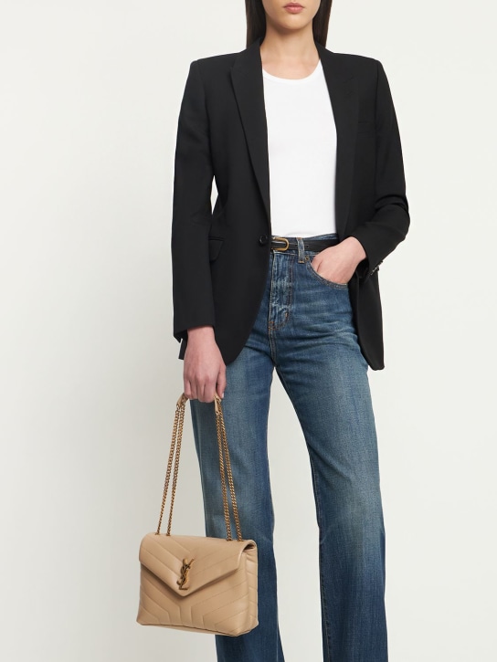 Saint Laurent: Small Loulou leather shoulder bag - Dark Beige - women_1 | Luisa Via Roma
